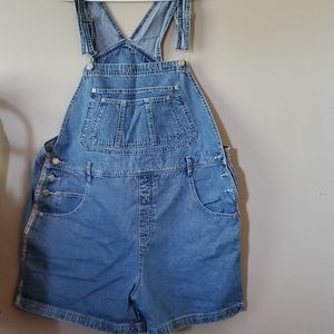 Denim overall shorts